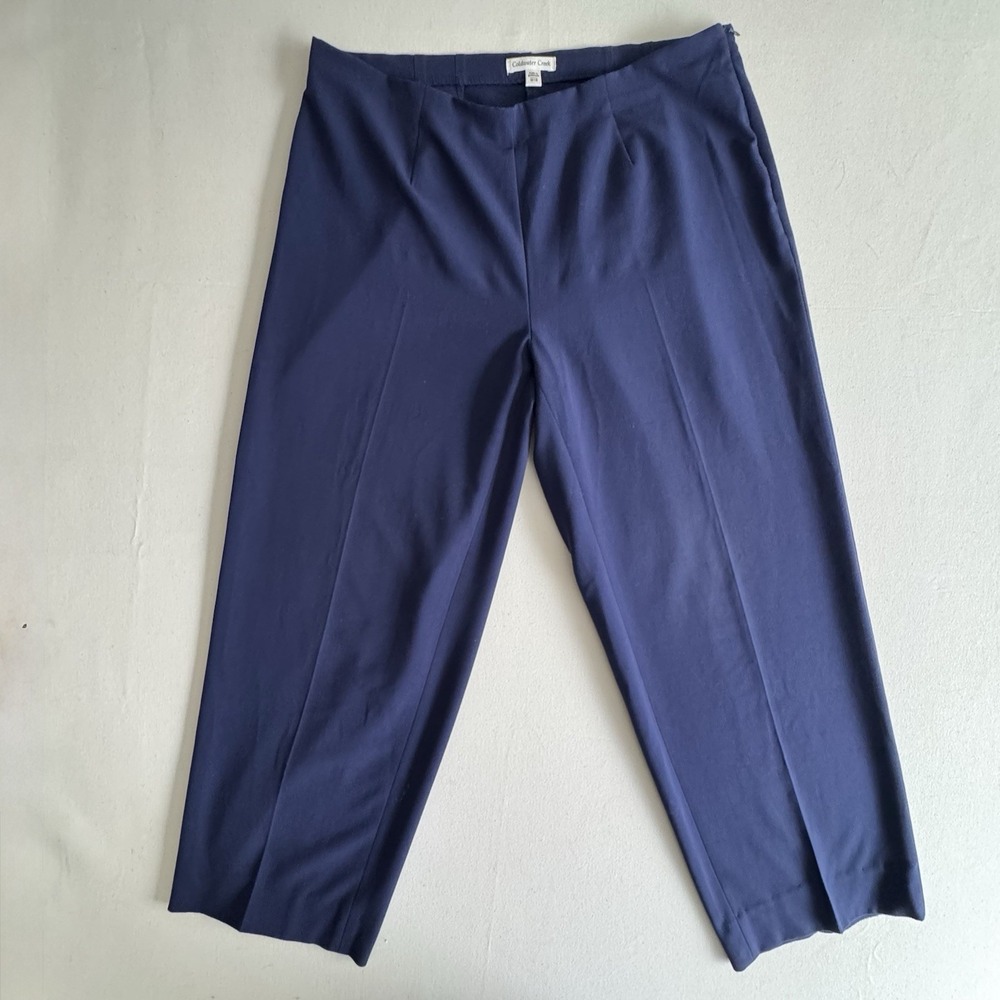 Coldwater Creek Women's Plus Size 18W 1X Dark Blue Wide Leg Dress Pants Side Zip